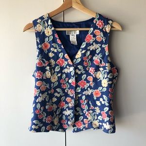 Talbots Petites Floral Vest with Tie in Back